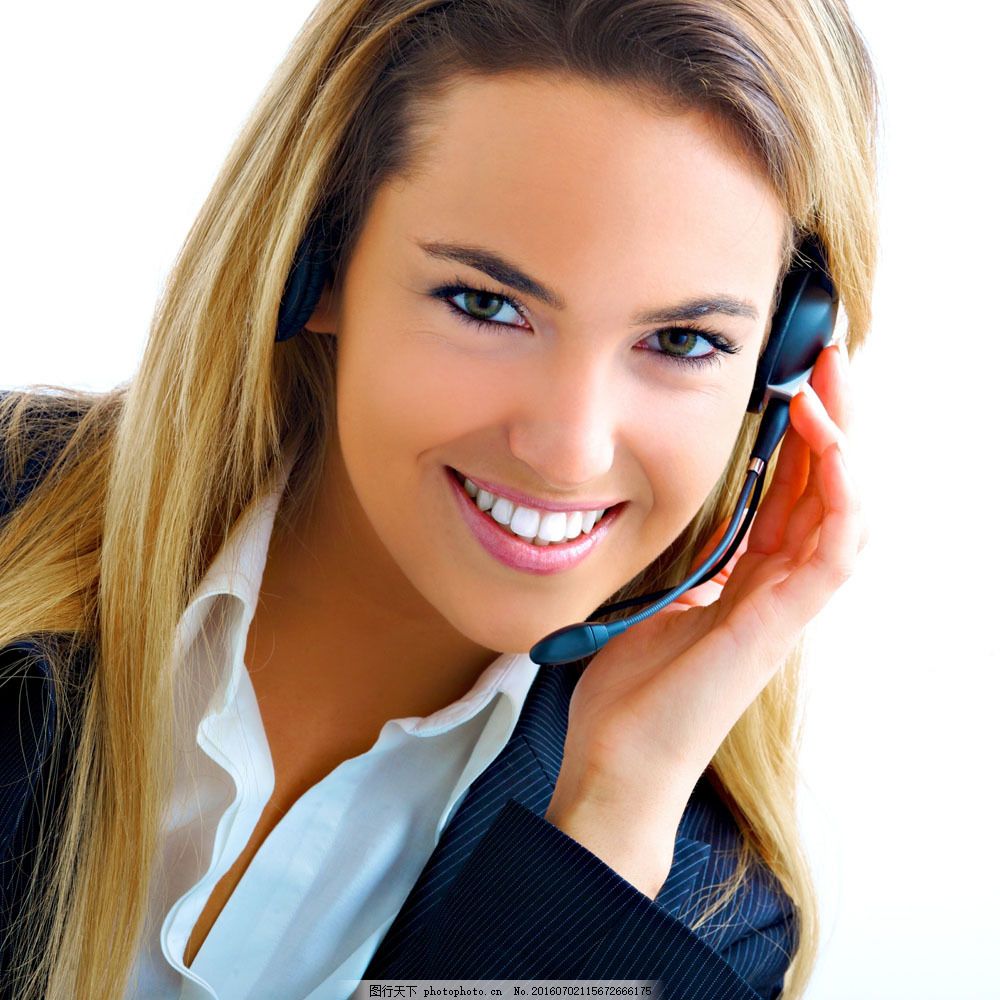 亲切笑容的客服美女图片 专业摄影扩印服务的温馨名片